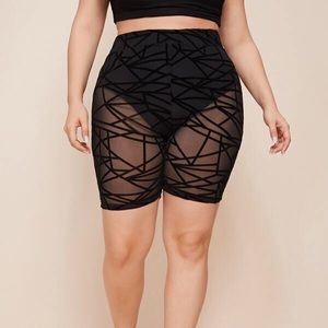 Black mesh biker short. Plus size biker shorts black shorts | Size: 1XL/14